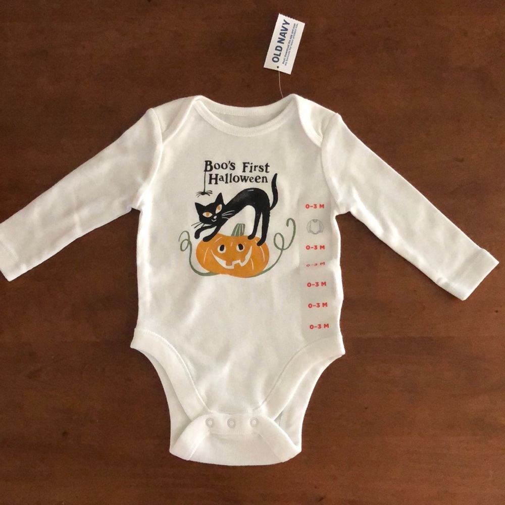 Baby “Boo’s First Halloween” 3 snap long sleeve one piece bodysuit